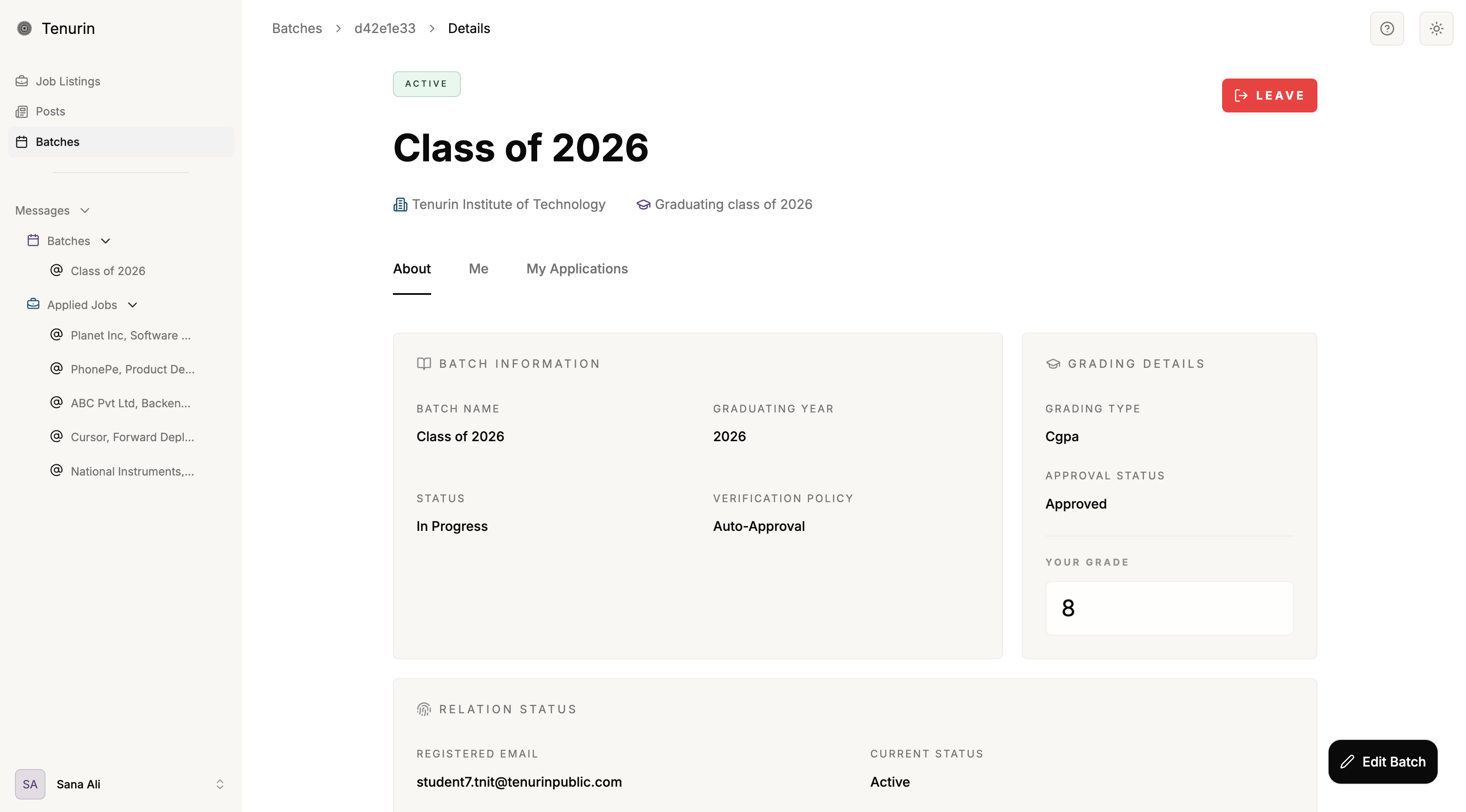 Student workflow dashboard